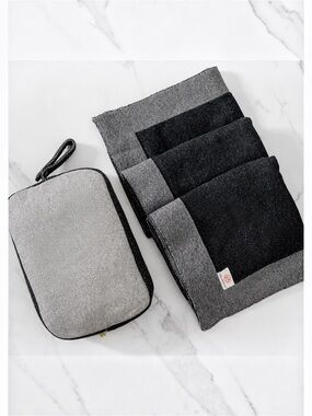 Pink Lemonade Reversible Solid Travel Blanket Organic Cotton Black Gray NWOT